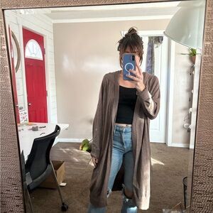 Women's Brown Long Cardigan Sweater